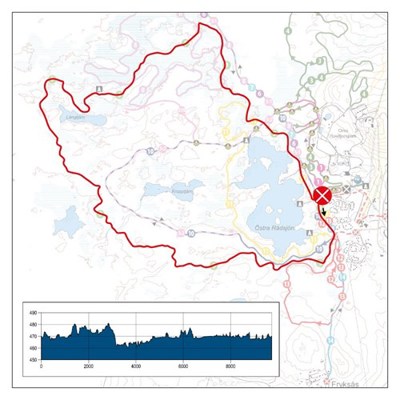 Karta och höjdprofil över Gröna milen 10 km